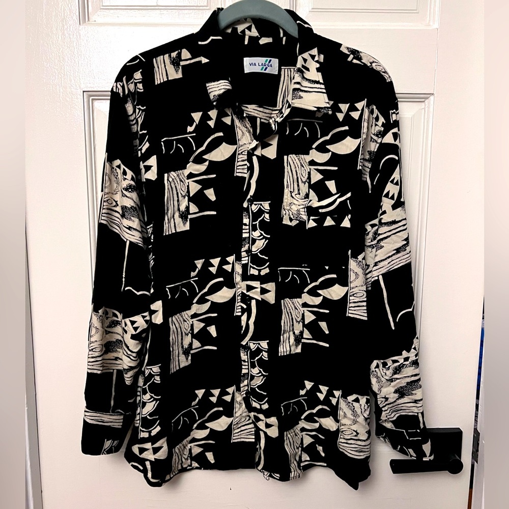 Black and cream graphic shirt